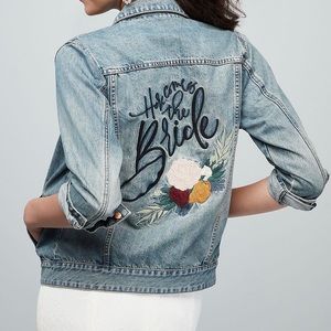 NWOT! Here Comes The Bride Embroidered Jean Jacket